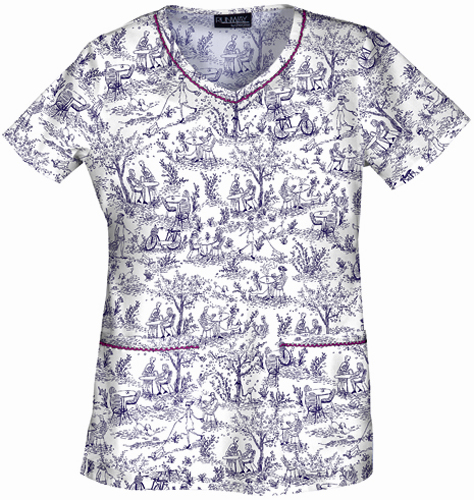 Runway Womens Sundays in the Park V-Neck Scrub Top. Embroidery is available on this item.
