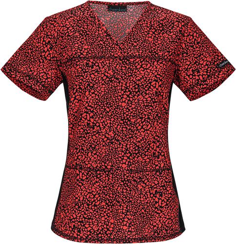Cherokee Women's V-Neck Knit Panel Scrub Tops. Embroidery is available on this item.