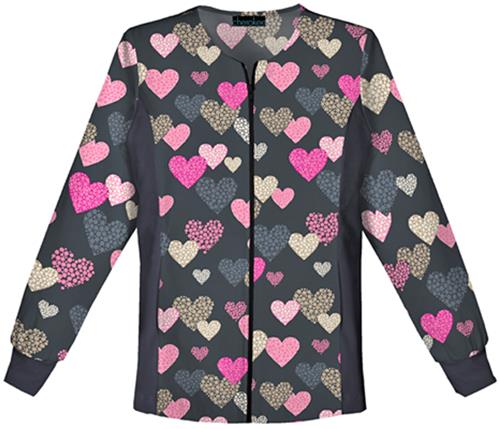 Cherokee Women's Dots So Heartfelt Scrub Jacket. Embroidery is available on this item.