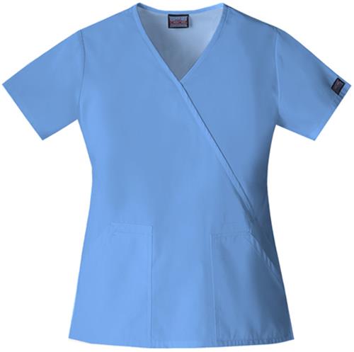 Cherokee Workwear Women's Mock Wrap Scrub Top. Embroidery is available on this item.