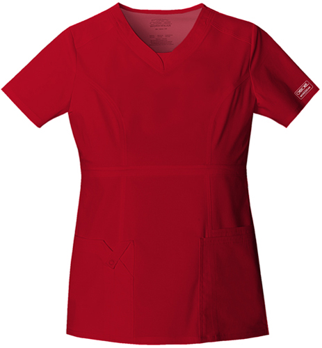 Cherokee Workwear Women's Jr Fit V-Neck Scrub Top. Embroidery is available on this item.