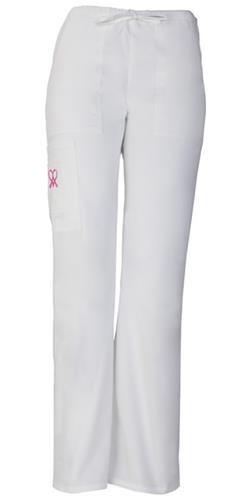 Cherokee Womens Breast Cancer Mid-Rise Scrub Pants. Embroidery is available on this item.
