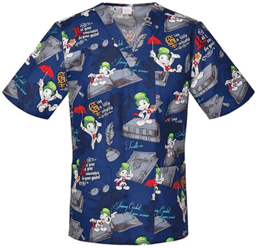 Tooniforms Unisex Jiminy Cricket Scrub Top. Embroidery is available on this item.