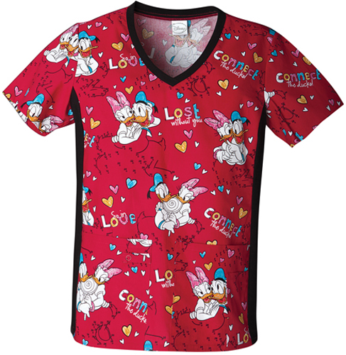 Tooniforms Women's Connect the Ducks Scrub Top. Embroidery is available on this item.