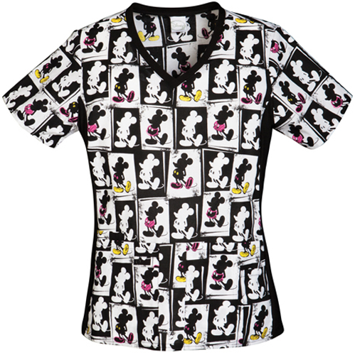 Tooniforms Womens Electric Mickey V-Neck Scrub Top. Embroidery is available on this item.
