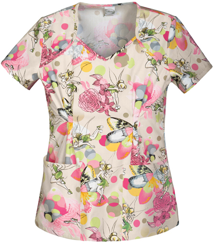 Tooniforms Women's Playful Pixie V-Neck Scrub Top. Embroidery is available on this item.