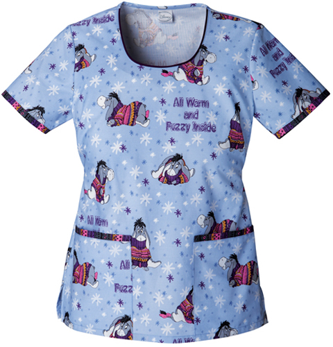 Tooniforms Women's Warm/Fuzzy Round Neck Scrub Top. Embroidery is available on this item.