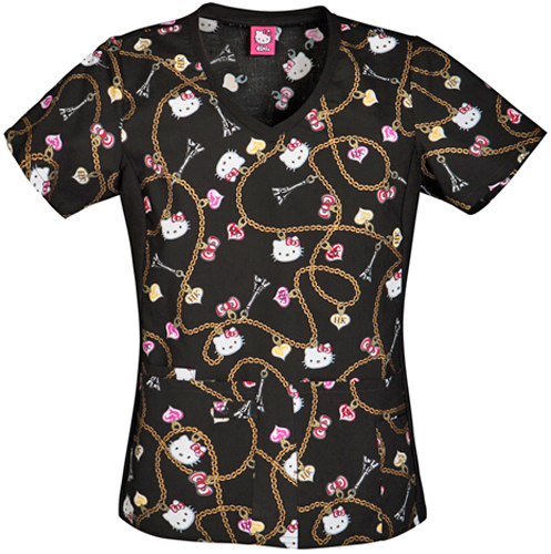 Tooniforms Women's Hello Kitty Charmed Scrub Top. Embroidery is available on this item.