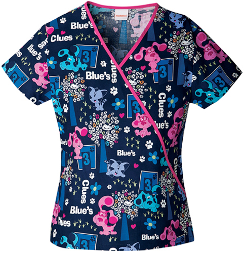 Tooniforms Womens Blue's Clues Play Date Scrub Top. Embroidery is available on this item.