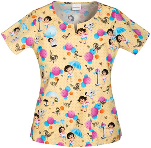 Tooniforms Women Doras Beautiful Balloon Scrub Top. Embroidery is available on this item.
