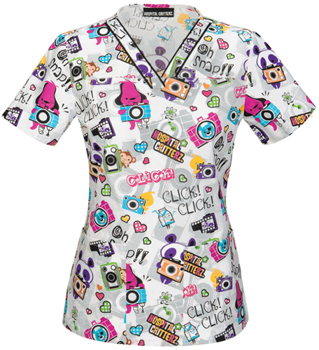 Tooniforms Women's Oh Snap! V-Neck Scrub Top. Embroidery is available on this item.