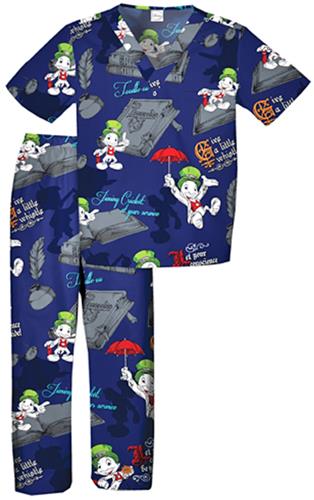 Tooniforms Kids Jiminy Cricket Scrub Top/Pants Set. Embroidery is available on this item.