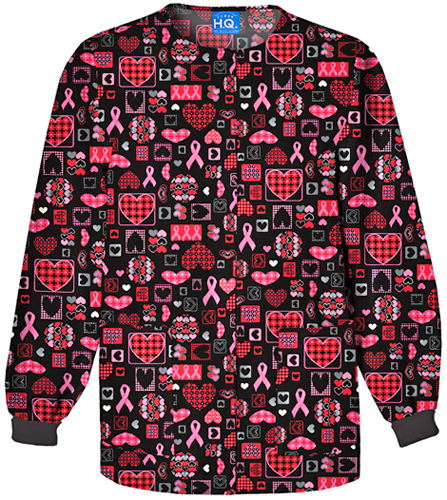 Scrub HQ Breast Cancer Caring/Cause Scrub Jacket. Embroidery is available on this item.