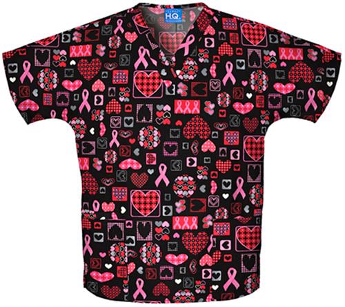 Scrub HQ Breast Cancer Caring V-Neck Scrub Top. Embroidery is available on this item.