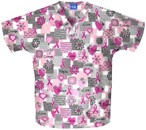 Scrub HQ Breast Cancer Words of Love Scrub Top. Embroidery is available on this item.