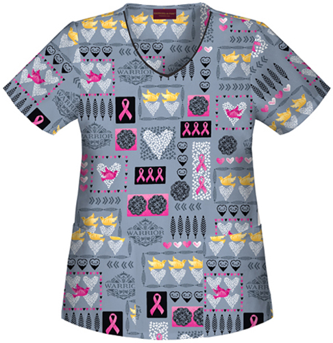 Cherokee Breast Cancer Strength/Warrior Scrub Top. Embroidery is available on this item.