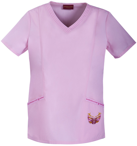 Scrub HQ Breast Cancer Warriors in Pink Scrub Top. Embroidery is available on this item.