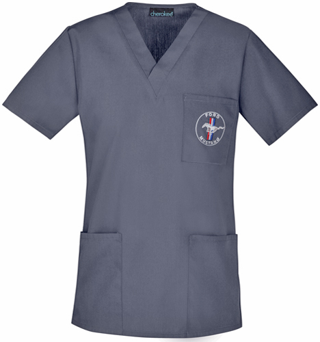 Cherokee Unisex Ford Mustang V-Neck Scrub Top. Embroidery is available on this item.