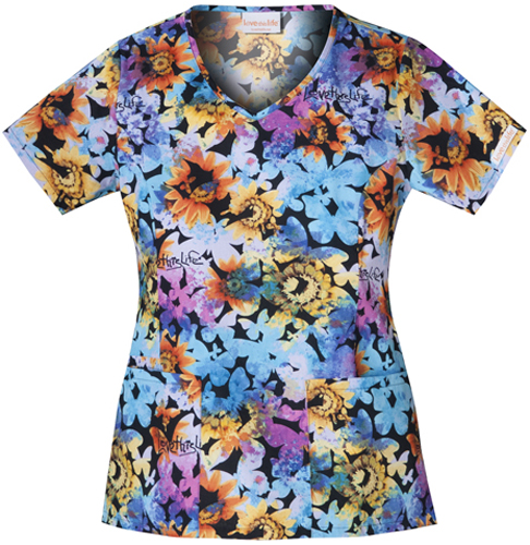 Scrub HQ Women's Love This Life V-Neck Scrub Top. Embroidery is available on this item.