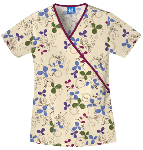 Scrub HQ Women's Clover Park Mock Wrap Scrub Top. Embroidery is available on this item.