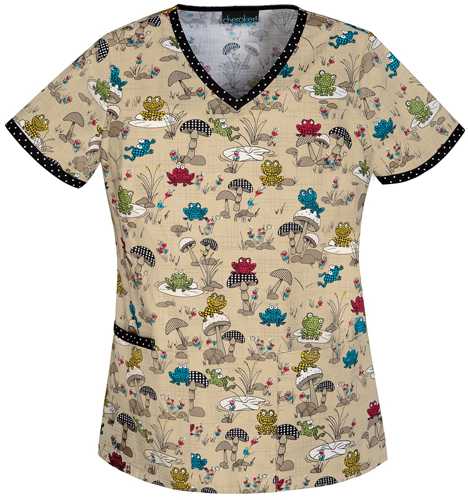 Cherokee Women's Frog Day Afternoon Scrub Top. Printing is available for this item.