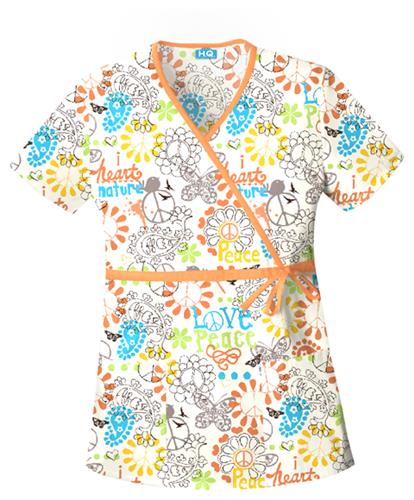 Scrub HQ Women's Peace, Love, & Paisley Scrub Top. Embroidery is available on this item.