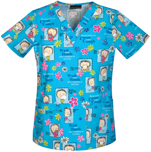 Cherokee Sneezes Spread Diseases Women's Scrub Top. Embroidery is available on this item.