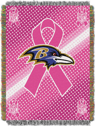 NFL Ravens Breast Cancer Aware Tapestry Throw