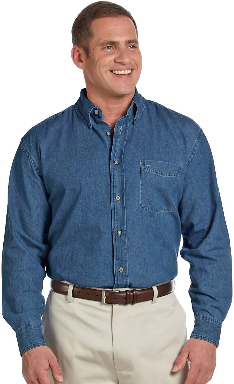 E123150 Harriton Mens Long-Sleeve Denim Shirt