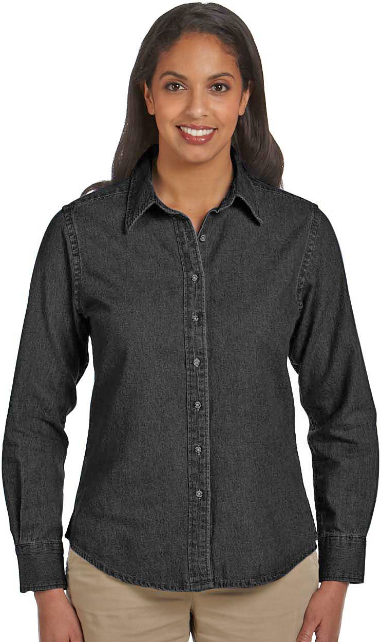 E123151 Harriton Ladies Long-Sleeve Denim Shirt