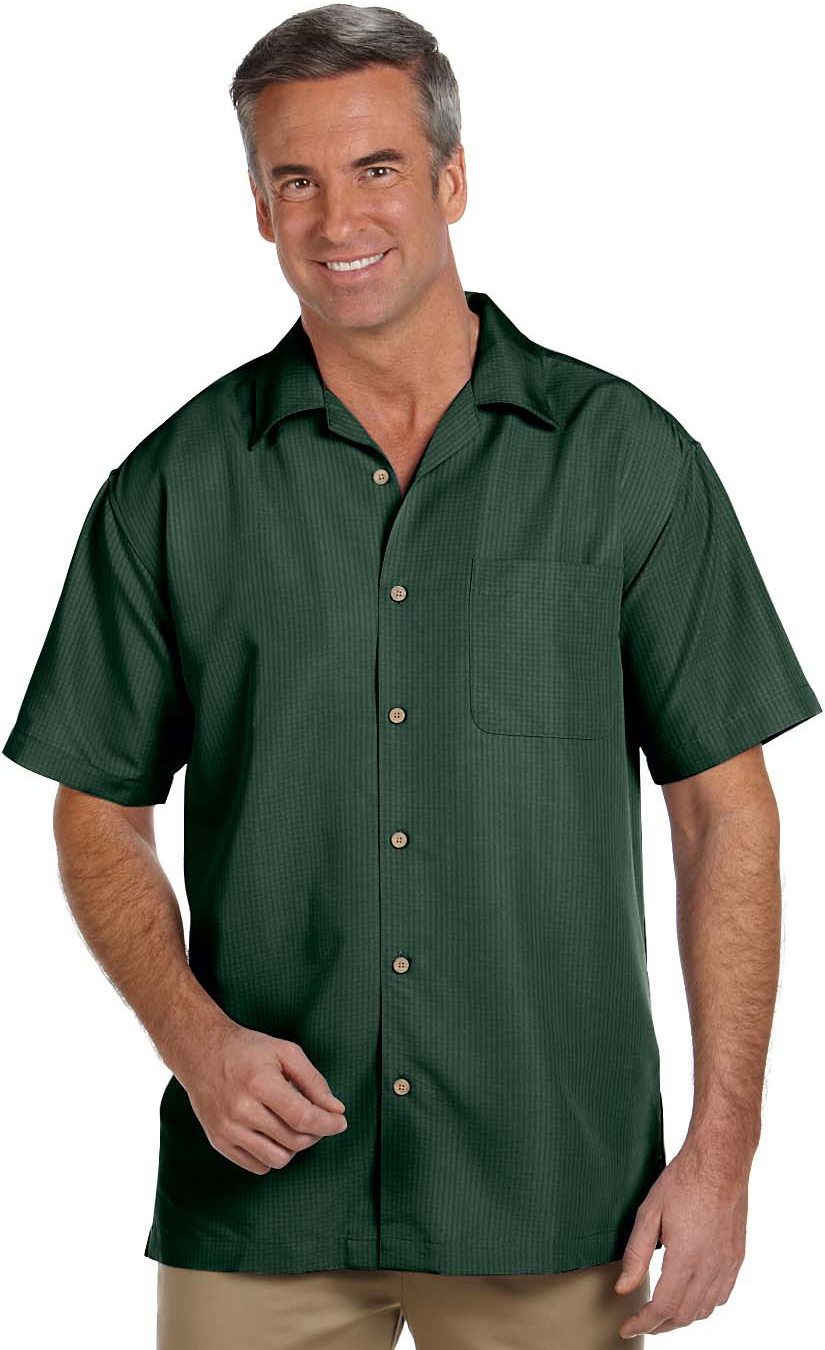 E123145 Harriton Mens Barbados Textured Camp Shirt