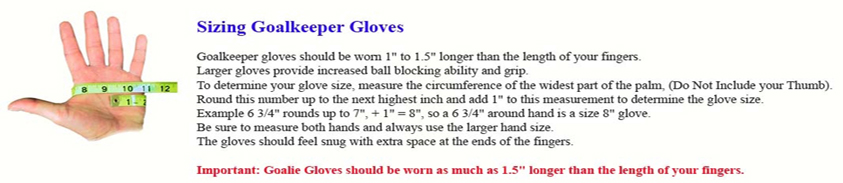 Soccer Glove Sizing