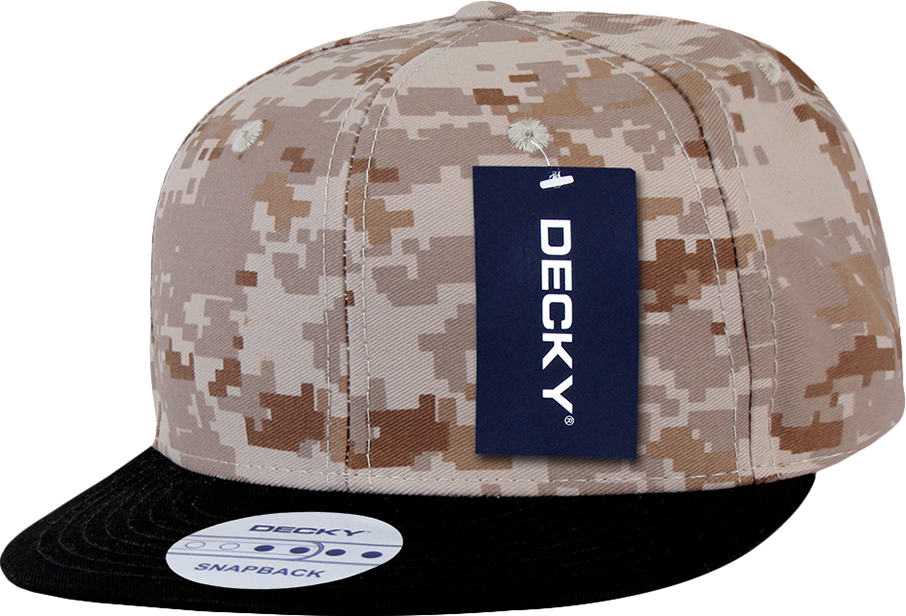 E108410 Decky Digital Camo 6-panel Snapback Caps