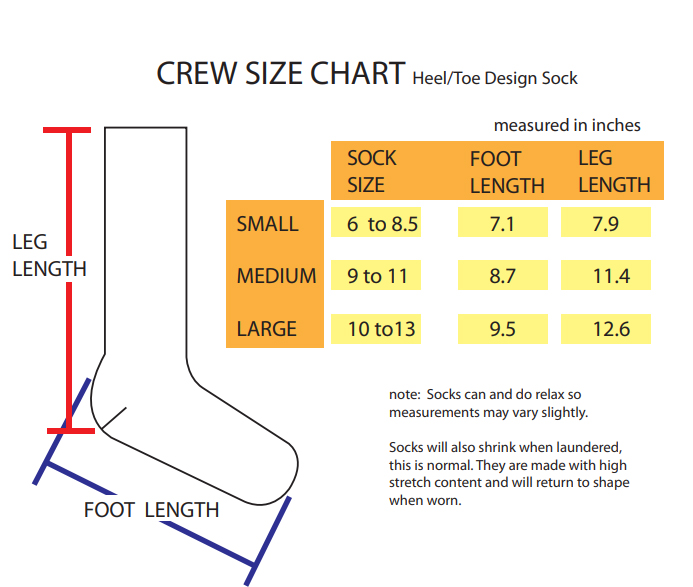 epic sock size chart