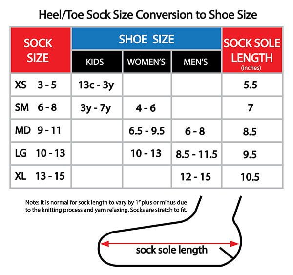 epic sock size chart