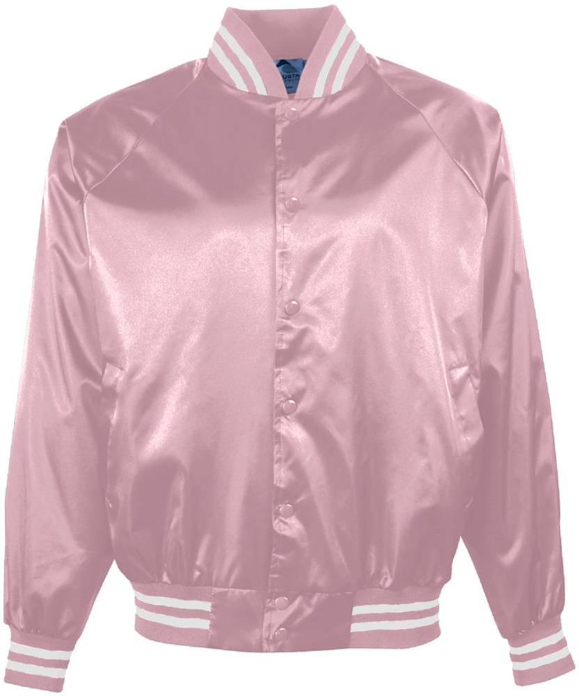 E18462 Augusta Satin Baseball Jacket/Striped Trim