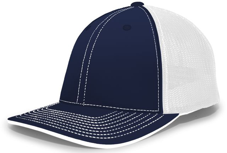 Pacific Headwear 404M Pacflex Trucker Hat - Columbia Blue/White, Mid-Profile, Mesh Back - View #7