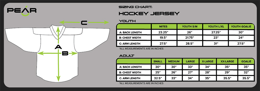 pearsox size chart