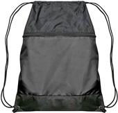 Drawstring Bag With Zipper Pocket BLACK Primary