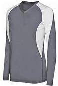 Ladies Girls Long Sleeve Court Volleyball V-Neck Jersey