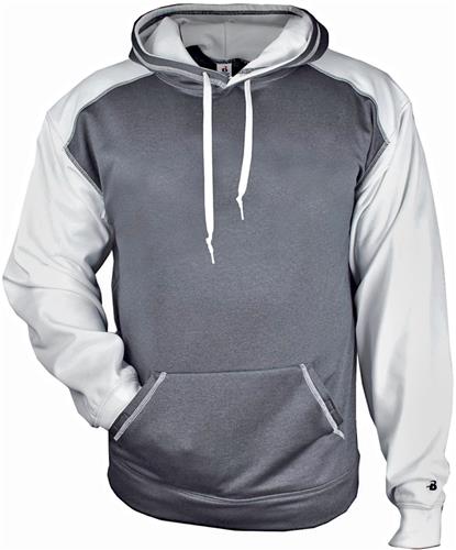 Badger Sport Adult Sport Heather Hoodie CARBON/WHITE 