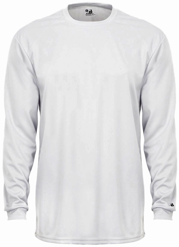 Badger Youth B-Core Long Sleeve Performance Tees WHITE 