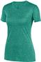 Womens Wicking, V-Neck, Heathered-LookT Shirt DARK GREEN HEATHER Primary