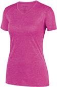 Womens Wicking, V-Neck, Heathered LookTee Shirt POWER PINK HEATHER Primary