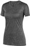 Womens Wicking, V-Neck, Heathered-LookT Shirt BLACK HEATHER Primary