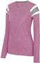Augusta Sportswear Ladies Long Sleeve Fanatic Tee 3012 POWER PINK/SLATE/WHITE Primary