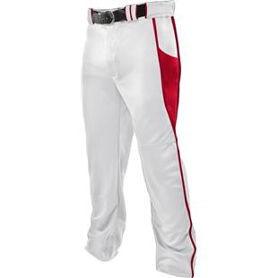 Champro Sports Triple Crown Open Bottom Baseball Pants with Pinstripes,  Youth Small, White with Scarlet Pinstripes 
