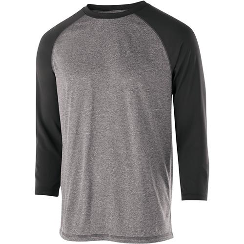 Holloway Adult Youth Typhoon 3/4 Sleeve Shirt GRAPHITE HEATHER/CARBON 