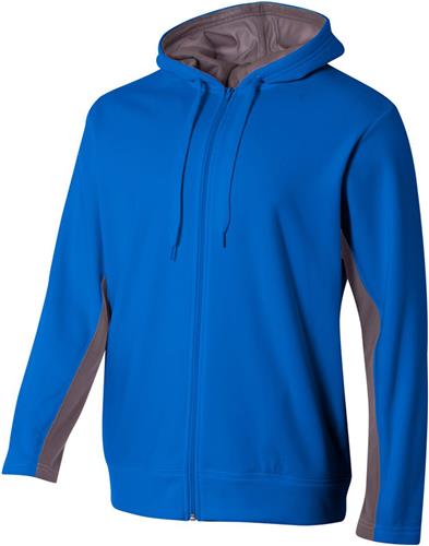 A4 Adult Youth Full Zip Color Block Fleece Jacket With Hood. Decorated in seven days or less.