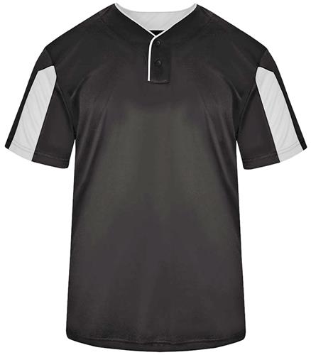 Badger Adult/Youth Striker Placket Shirt BLACK/WHITE 